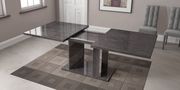 High-gloss gray lacquer modern dining table additional photo 3 of 5