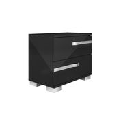 Modern black high-gloss nightstand by At Home USA additional picture 2
