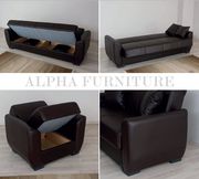 Dark brown all PU leather sofa / sofa bed additional photo 2 of 1