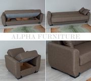 Light brown fabric sleeper sofa w/ storage by Alpha additional picture 2