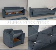 Solid gray fabric sofa / sofa bed with storage by Alpha additional picture 2