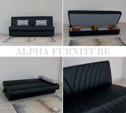 Black pu leather sofa bed additional photo 2 of 1