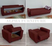 Burgundy fabric sofa / sofa bed with storage additional photo 2 of 1
