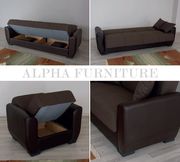 2-toned brown fabric storage sofa bed by Alpha additional picture 2