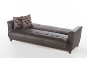 Brown leatherette storage sofa / sofa bed additional photo 5 of 9