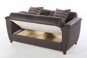 Brown leatherette storage loveseat / sofa bed by Istikbal additional picture 2