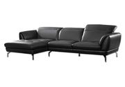 Quality 2pcs sectional sofa in black leather by Beverly Hills additional picture 2