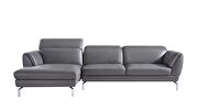 Quality 2pcs sectional sofa in gray leather by Beverly Hills additional picture 2