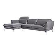 Quality 2pcs sectional sofa in gray leather by Beverly Hills additional picture 6