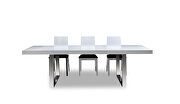 Expandable modern dining table in white w/ crocodile pattern by Beverly Hills additional picture 3