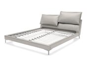Gray leather low-profile stylish contemporary bed by Beverly Hills additional picture 2