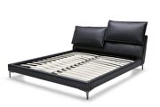 Black leather low-profile stylish contemporary bed by Beverly Hills additional picture 2