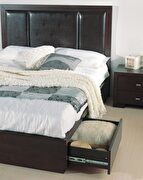 Wenge w/ dark pu leather headboard platform bed by Beverly Hills additional picture 2
