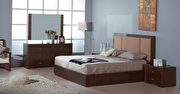 Wenge w/ dark pu leather headboard platform bed by Beverly Hills additional picture 5