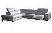 Full leather gray sectional w/ electric recliner by Beverly Hills additional picture 2