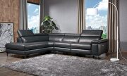 Full leather black sectional w/ electric recliner by Beverly Hills additional picture 2