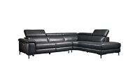 Full leather black sectional w/ electric recliner by Beverly Hills additional picture 3