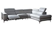 Full leather gray sectional w/ electric recliner by Beverly Hills additional picture 2