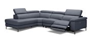 Full leather slate gray sectional w/ electric recliner by Beverly Hills additional picture 3