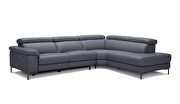 Full leather slate gray sectional w/ electric recliner by Beverly Hills additional picture 2