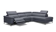 Full leather slate gray sectional w/ electric recliner by Beverly Hills additional picture 3