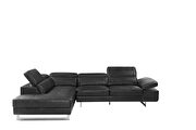 Black leather left facing sectional w/ moving headrests by Beverly Hills additional picture 4