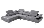 Dark gray leather left-facing sectional w/ moving headrests by Beverly Hills additional picture 2