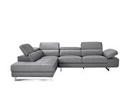 Dark gray leather left-facing sectional w/ moving headrests by Beverly Hills additional picture 3