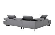 Dark gray leather left-facing sectional w/ moving headrests by Beverly Hills additional picture 4