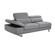 Dark gray leather left-facing sectional couch w/ moving headrests by Beverly Hills additional picture 6