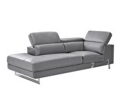Dark gray leather left-facing sectional couch w/ moving headrests by Beverly Hills additional picture 8