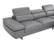 Dark gray leather right-facing sectional w/ moving headrests by Beverly Hills additional picture 3