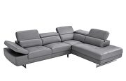 Dark gray leather right-facing sectional w/ moving headrests by Beverly Hills additional picture 4