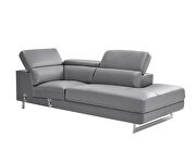 Dark gray leather right-facing sectional w/ moving headrests by Beverly Hills additional picture 7