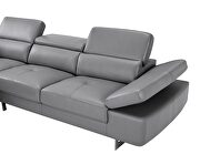 Dark gray leather right-facing sectional w/ moving headrests by Beverly Hills additional picture 9
