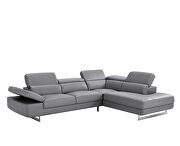 Dark gray leather right-facing sectional w/ moving headrests by Beverly Hills additional picture 10