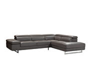 Elephant leather right-facing sectional w/ moving headrests by Beverly Hills additional picture 7
