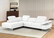 White leather left-facing sectional w/ moving headrests by Beverly Hills additional picture 2