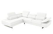 White leather left-facing sectional w/ moving headrests by Beverly Hills additional picture 3