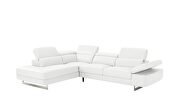 White leather left-facing sectional w/ moving headrests by Beverly Hills additional picture 6