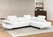 White leather right-facing sectional w/ moving headrests by Beverly Hills additional picture 3