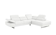 White leather right-facing sectional w/ moving headrests by Beverly Hills additional picture 8