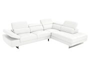 White leather right-facing sectional w/ moving headrests by Beverly Hills additional picture 9