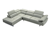 Light gray leather left-facing sectional w/ moving headrests additional photo 3 of 4