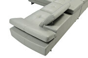 Light gray leather left-facing sectional w/ moving headrests by Beverly Hills additional picture 4
