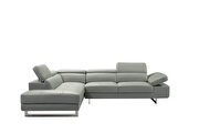 Light gray leather left-facing sectional w/ moving headrests additional photo 5 of 4