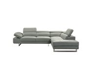 Light gray leather contemporary sectional w/ moving headrests by Beverly Hills additional picture 4