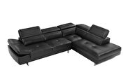 Black leather right facing sectional w/ moving headrests by Beverly Hills additional picture 5