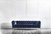 Blue fabric glam style sofa w/ gold legs additional photo 3 of 11
