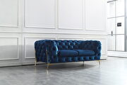 Blue fabric glam style sofa w/ gold legs additional photo 4 of 11